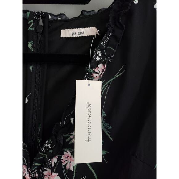 NEW SIZE LARGE Mi Ami Francesca's Floral Romper‎ Jumpsuit black boho - Picture 3 of 5